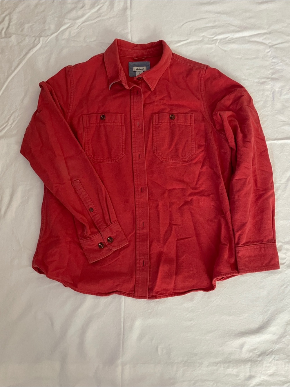 L.L. Bean Orange Women’s flannel Shirt Jacket